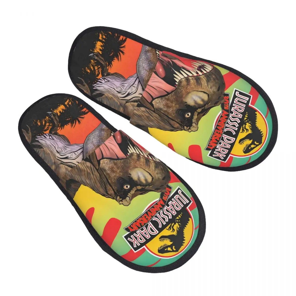 

Custom Movie Jurassic Park Retro House Slippers Women Soft Memory Foam Giant Dinosaur Slip On Bedroom Slipper Shoes