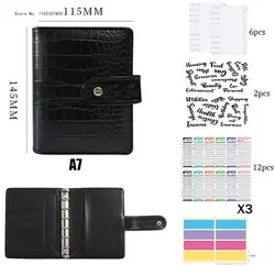 Pu Leather Binder Zipper Money Saving Envelope A7 Flip Budget Planner Notebook Cover Folder Agenda Stationery Supplies Organizer