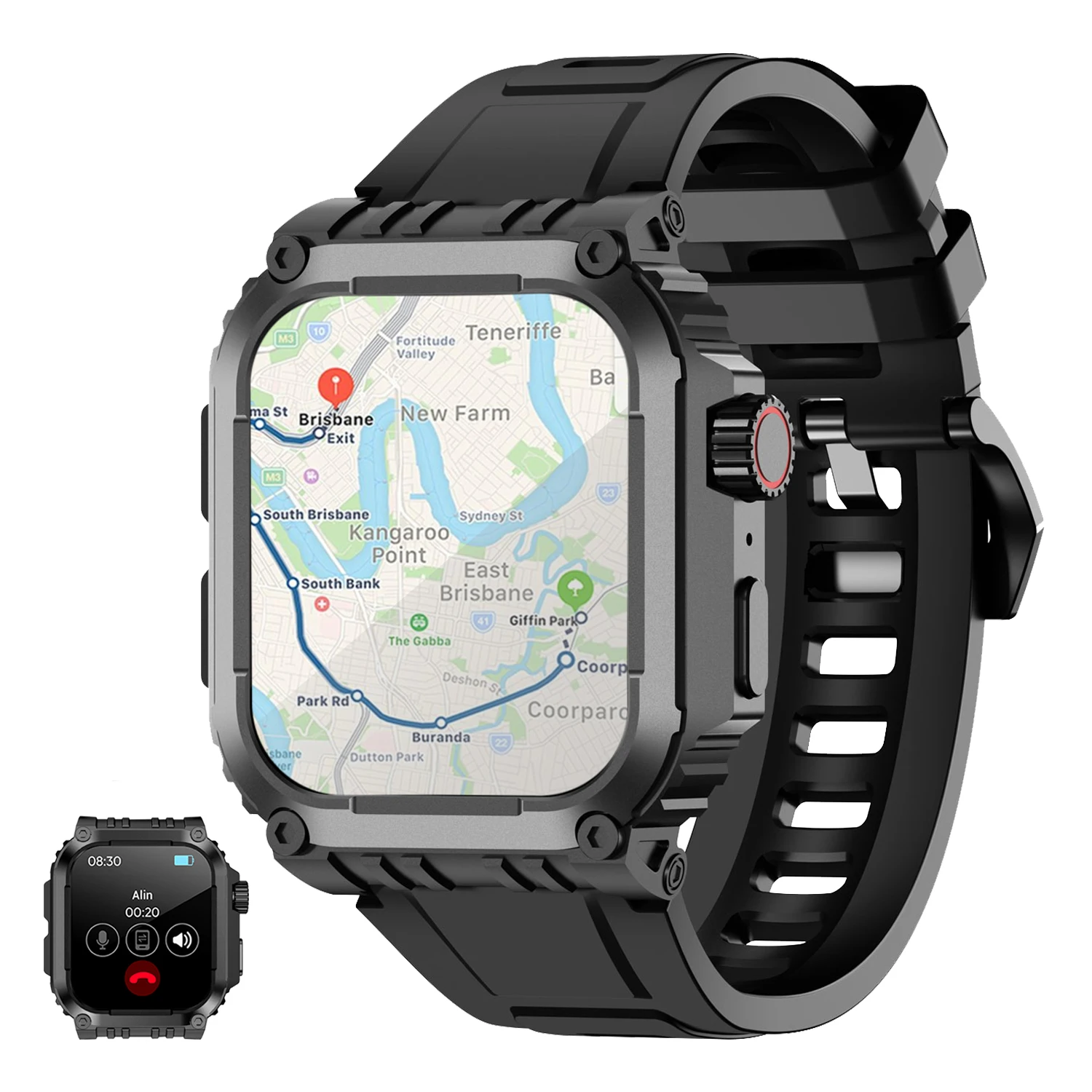 

1,83 "Смарт-часы с GPS для мужчин и женщин, мониторинг сердечного ритма, Bluetooth-вызов, AI, голосовой помощник, 410 мАч, спортивные военные умные часы на открытом воздухе