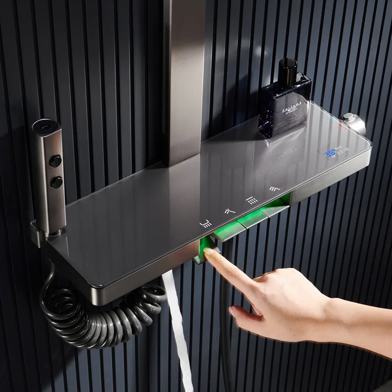 Set Pancuran Termostatik Rak Kamar Mandi Pancuran Pistol Semprot Pancuran Digital