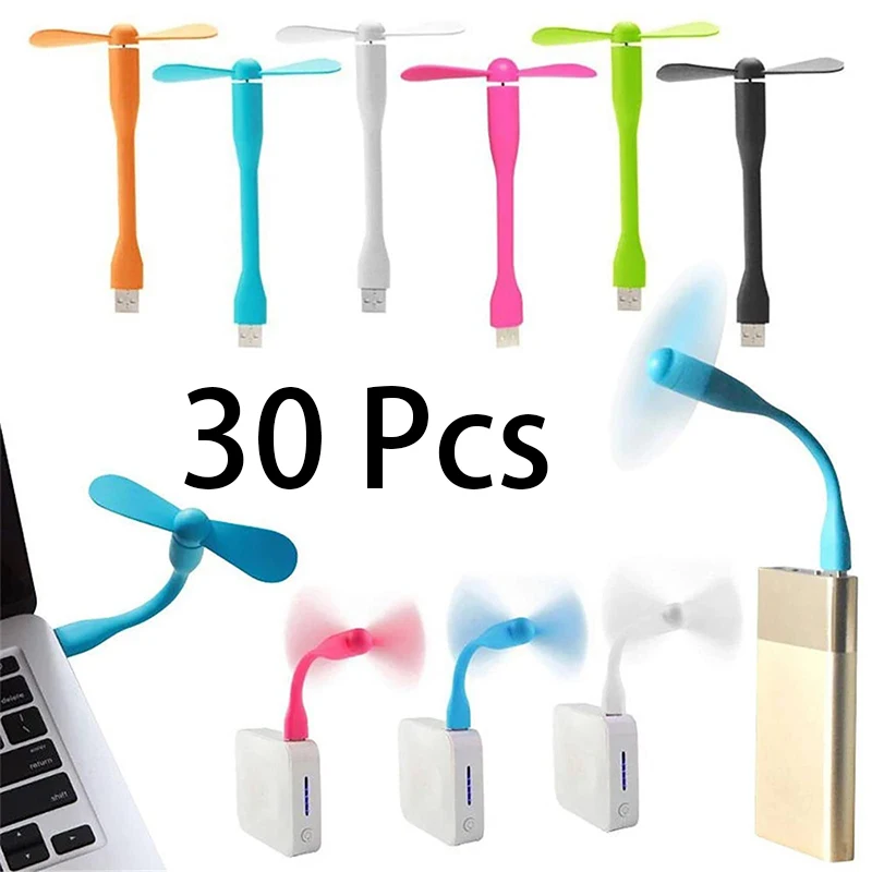 30Pcs Mini USB Cooling Fan with Adjusting Neck Compatible with All USB Outputs Notebook DESKTOPS LAPTOPS Power Banks