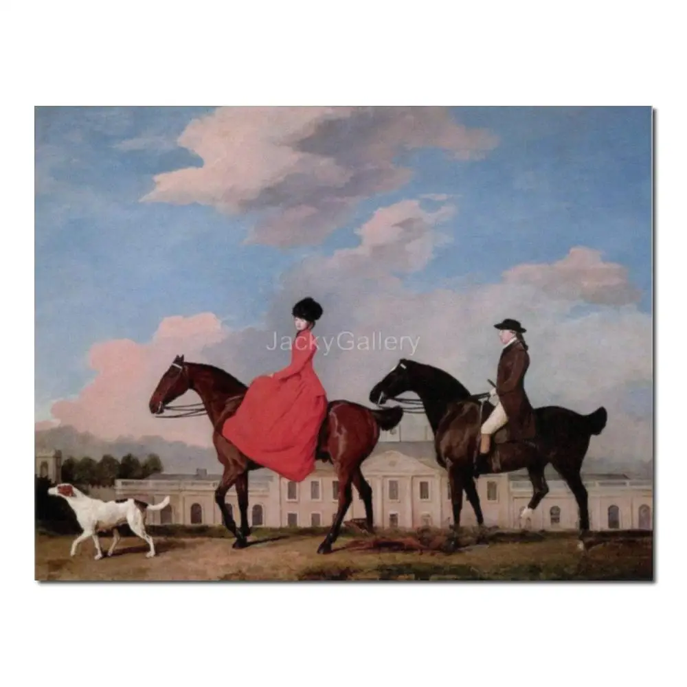 جورج ستوبز جون صوفيا موسترز ركوب زيت قاعة كولويك على قماش المناظر الطبيعية اليدوية تحفة لديكور المكتبة