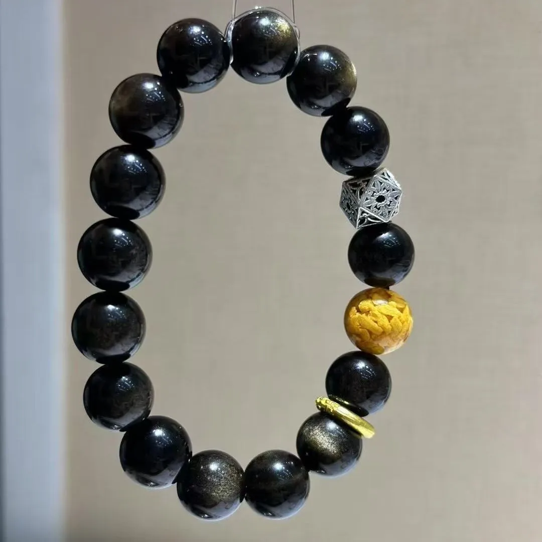 

Natural Silver Obsidian Bracelet, Tiger's Eye Stone Exquisite Personalized Men's and Women's Fashion Bracelet Original