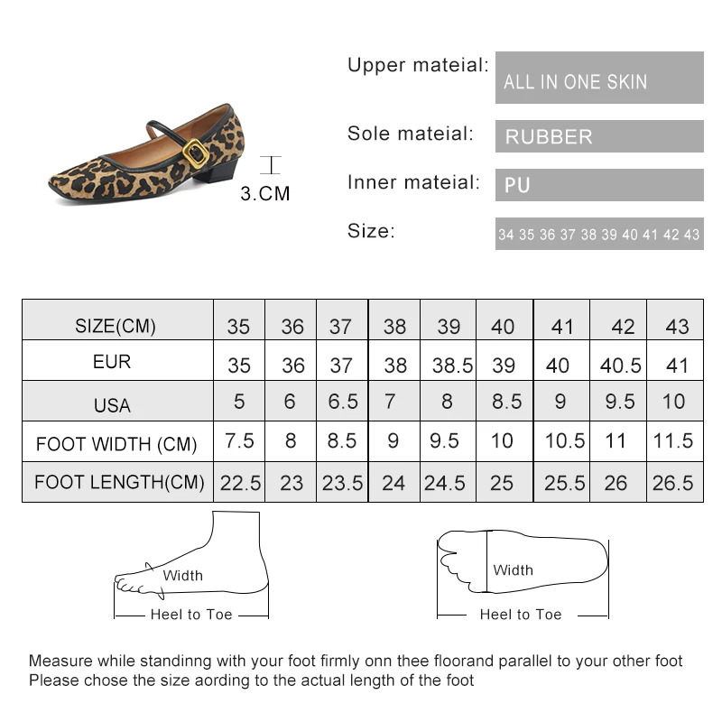 Women\'s Mary Jane Shoes 2024 New Shallow Mouth Thick Heel Small Leather Shoes Leopard Print Horse Hair Women\'s High Heels