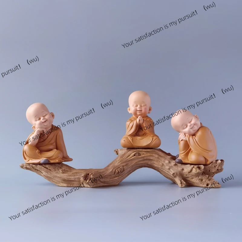 

1Pc Resin Cute Little Monk Mini Statue Handmade Sculpture Car Interior Decor Gift for Kids Home Desktop