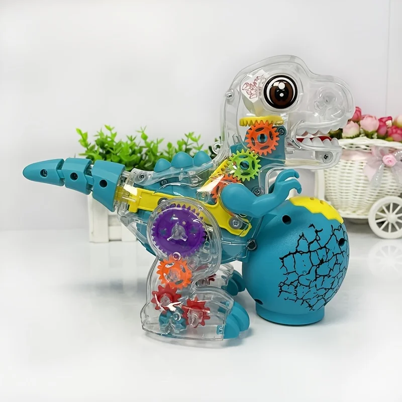 Juguete de dinosaurio transparente, también se puede utilizar como artículo decorativo para interiores, con iluminación Xuncai, música y función de dirección automática, Chri