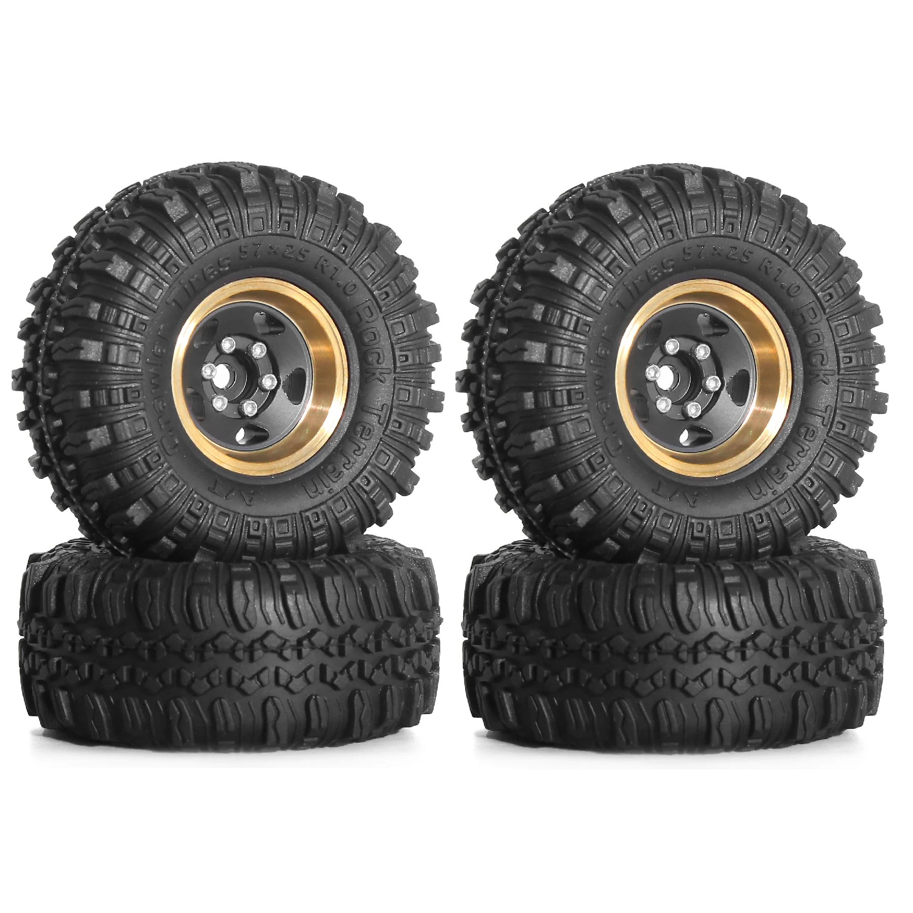 

1Set Black Coating Brass 1.0" Beadlock Wheel Tires Set for 1/18 1/24 RC Crawler Car Axial SCX24 FMS FCX24 Upgrade
