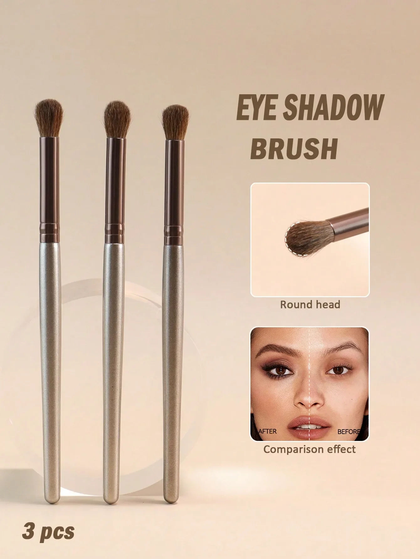 

3 Sets Of Soft Eye Makeup Brushes, Including Eye Shadow Brush, Fluorescent Brush, Daubing Brush, Fine Horse Hair Eye Shadow Make