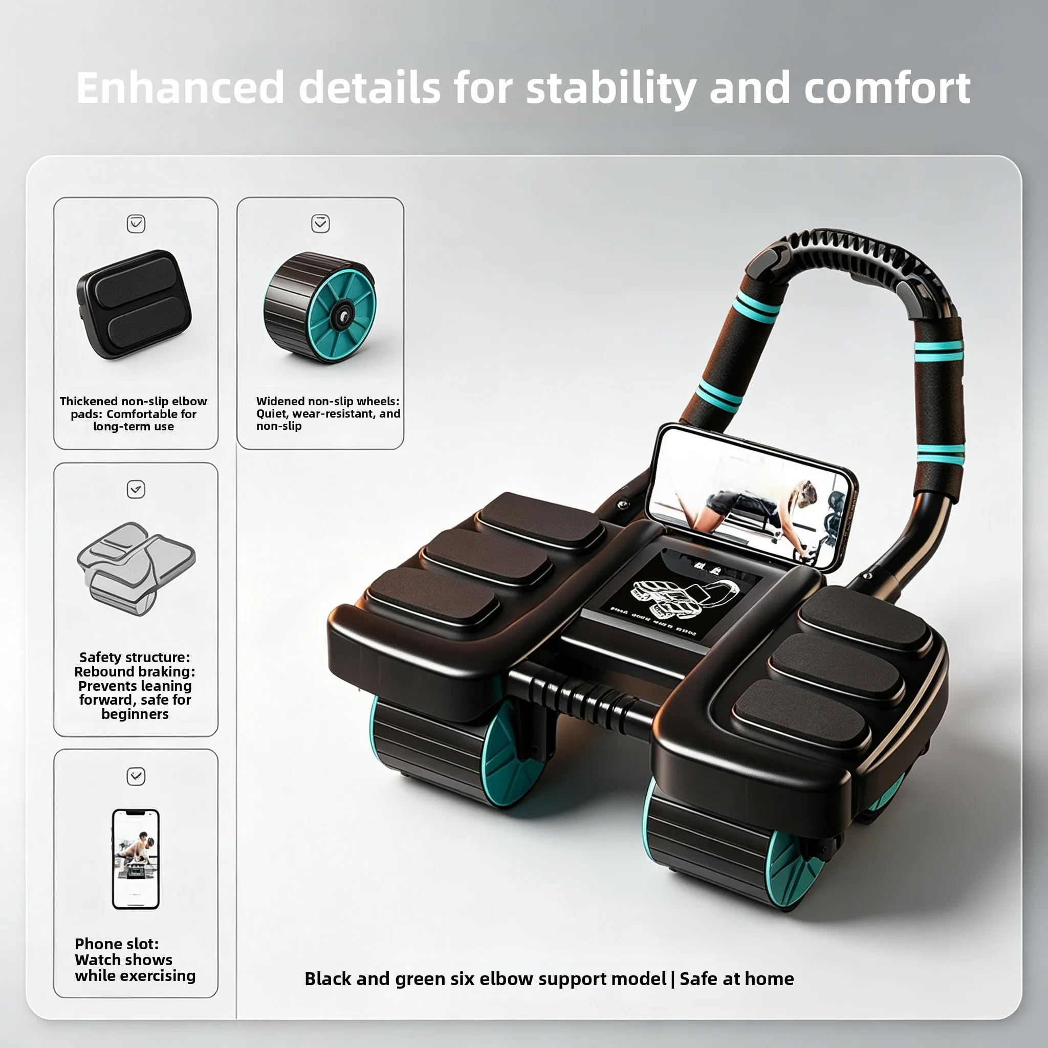 Picture 4: Silent Four-Wheel Abdominal Wheel Automatic Rebound Abdomen Slimming Fitness Equipment Abdominal Muscle Training 2026 New Model