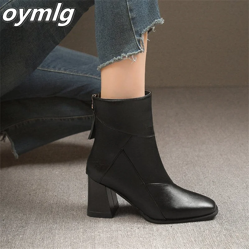 High heeled fashion boots for women 2024 autumn and winter new style thick heel square head slimming women\'s boots, high heels