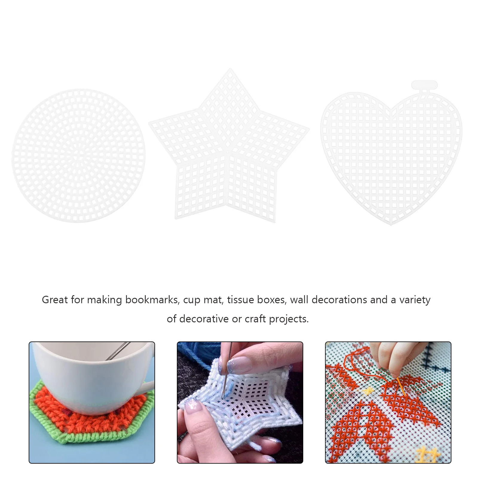 

18Pcs Plastic Mesh Sheets White DIY Embroidery Canvas Cross Stitch Sewing Yarn Crafting Mesh Grid for Handmade Projects