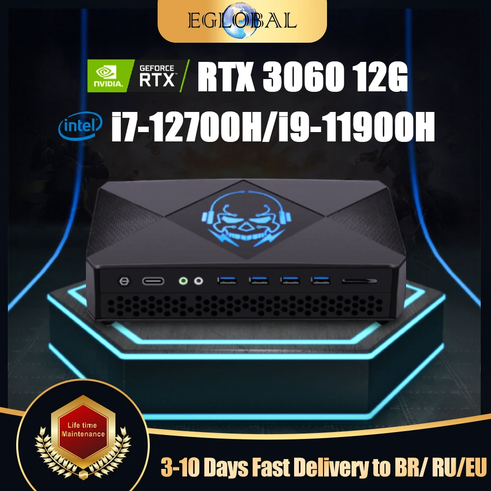 Imagem -01 - Eglobal Mini pc i7 12700h i9 11900h Nvidia Rtx 3060 12g Gddr6 2x2.5g Lan x Ddr5 Janelas 11 Computador Compacto