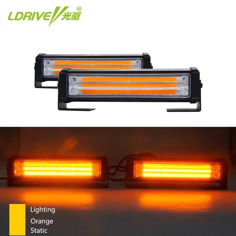 2* Red Yellow Blue Orange Car Truck LED COB Strobe Flash Flashing Warning Grille Light/DRL Emergency Driving Light Bar