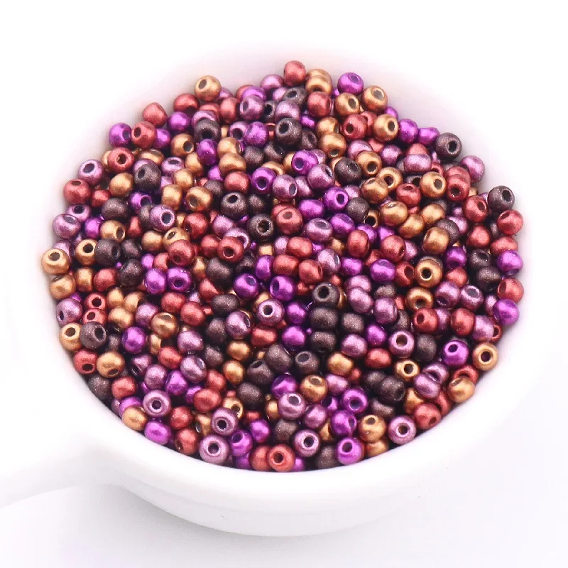 2mm 3mm 4mm Frosted Opaque Metallic Colors Glass Seedbeads Matte Round Spacer Rice Beads For Diy Jewelry Making Garments Sewing