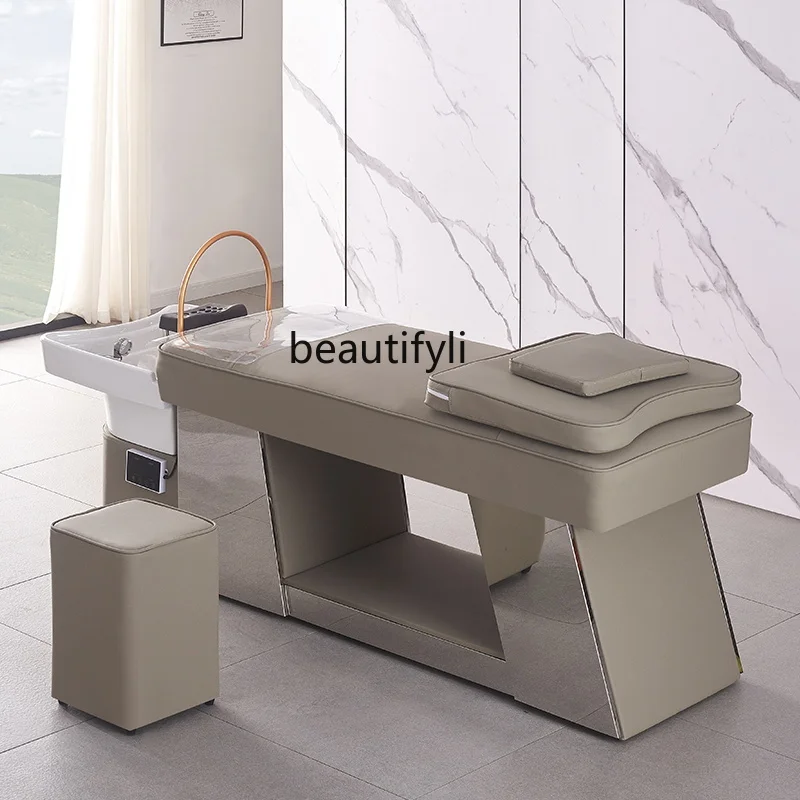 

Modern Light Luxury Shampoo Chair Lying Completely Half Lying Barber Shop Head Massage Treatment Simple and Light Luxury Hair