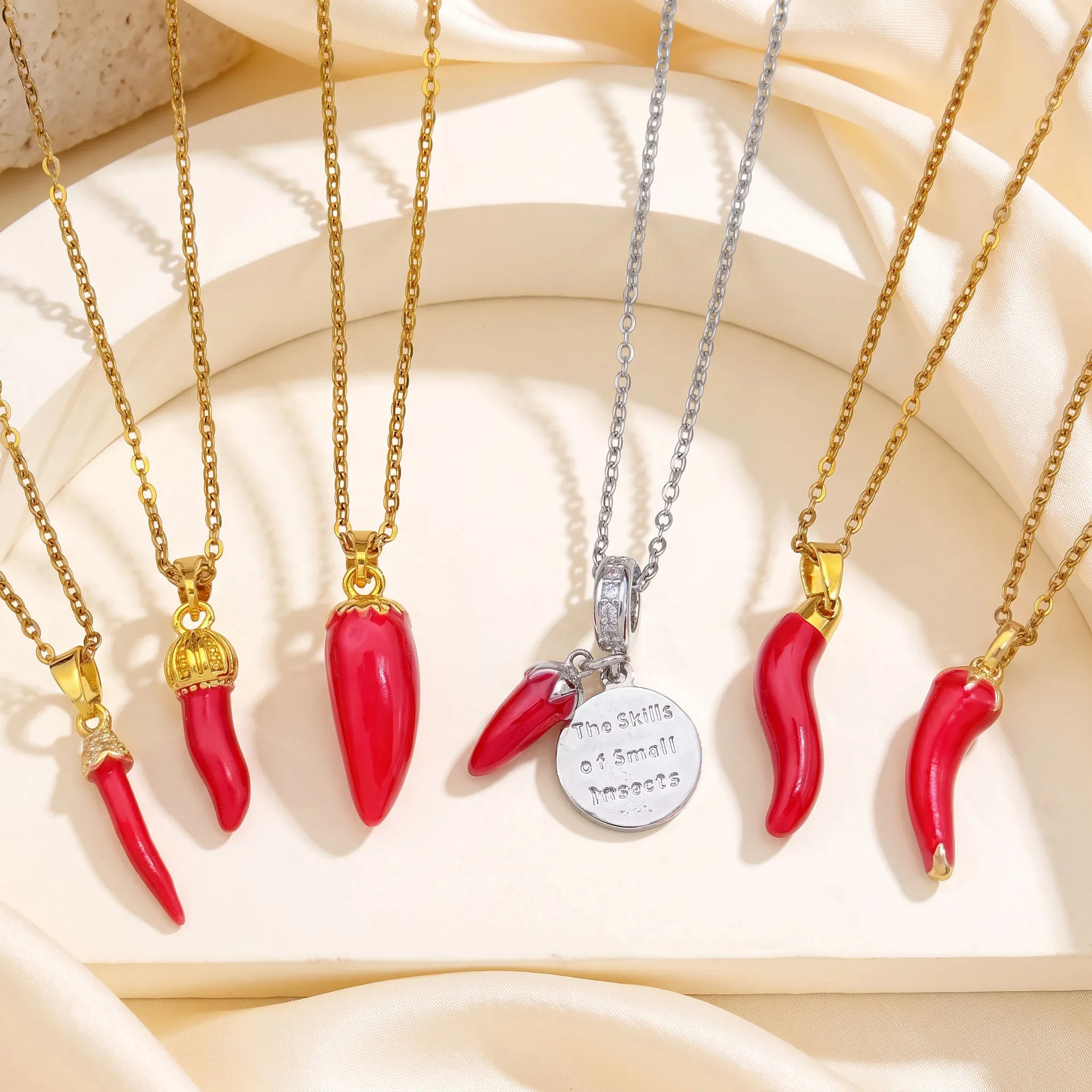 Creative Red Chili Pepper Necklace for Women Girls Stainless Steel Chain, Cute Enamel Pendant Lucky Jewelry Gifts for Her