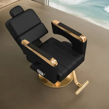 Lüks tasarlanmış berber koltuğu Reclinable taşınabilir güzellik koltuk berber döner Hidraulic Cadeira De barbekü Salon mobilya
