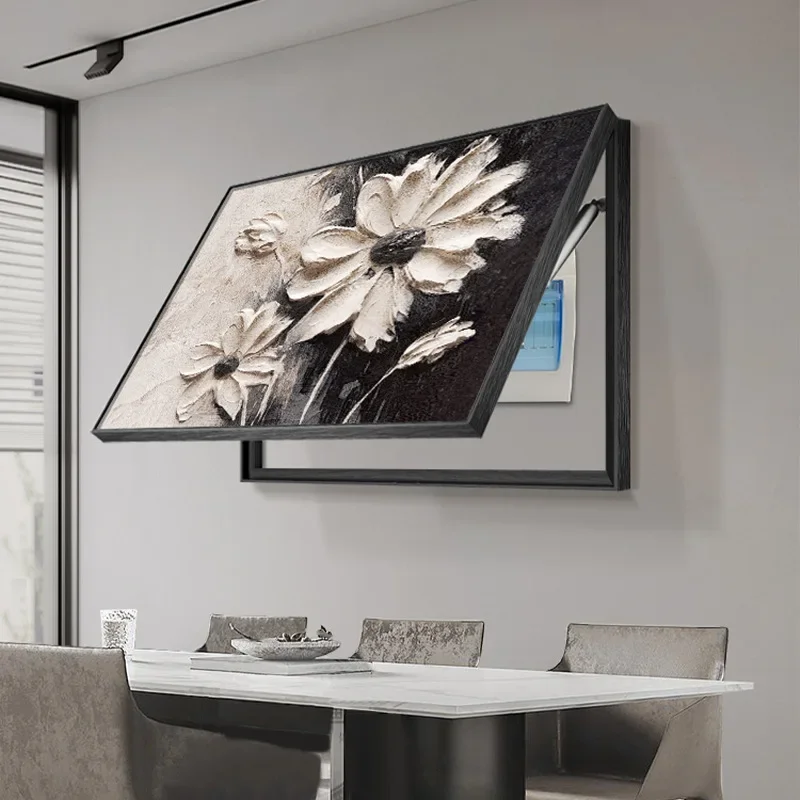 Luxury Electric Meter Box Cover Art - Minimalist Floral Wal/l Decor for Living Room Power Switch Concealment