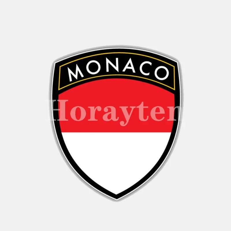 Car Styling Vinyl Stickers for Monaco Flag Shield National Flag Motor Laptop Bicycle Helmet Decorate Decals