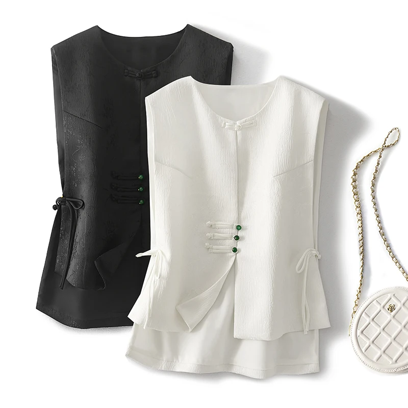 

Новый китайский жилет Sle Svel с традиционной вышивкой и круглыми пуговицами, улучшенный национальный топ для женщин