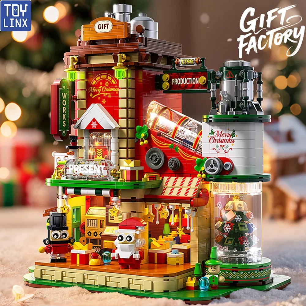 TOYLINX 2782 قطعة مصنع بنة زخرفة هدايا عيد الميلاد البناء حجب ألعاب تعليمية للأطفال 8 سنوات