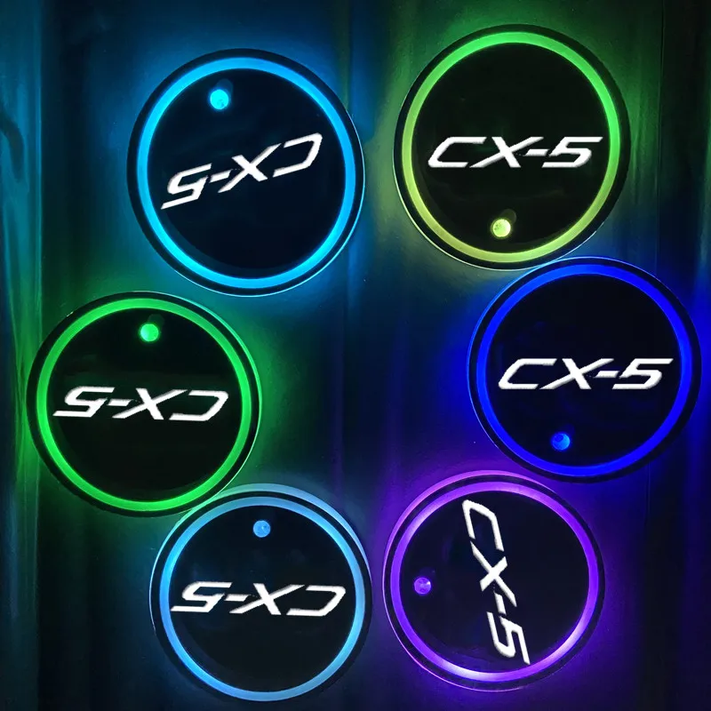 

Luminous Car Water Cup Coaster Holder 7 Colorful USB Charging Car Led Atmosphere Light For Mazda CX5 CX-5 CX 5 Auto Accessories