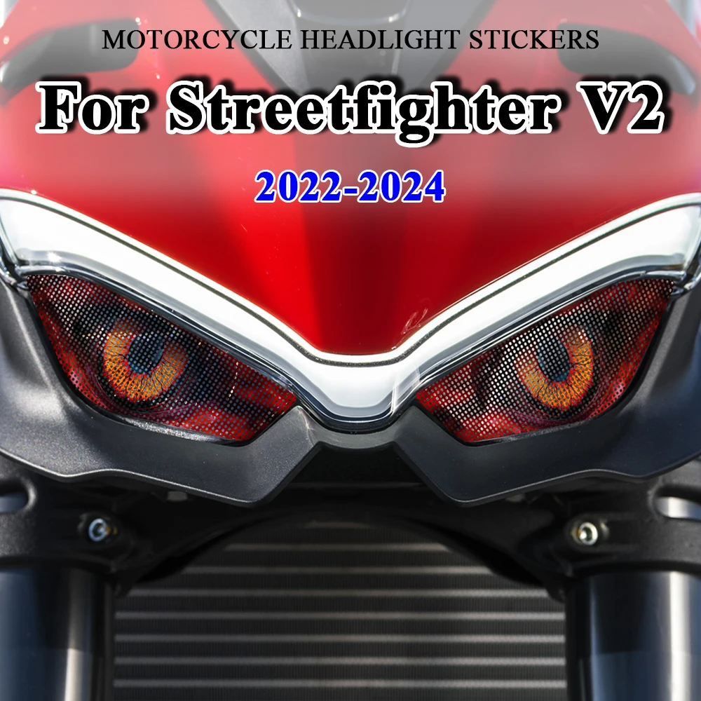 

Fashion Motorcycle Headlight Stickers Motorbike Head Light Guard Decals For Ducati Streetfighter V2 2022 2023 2024 Accessories