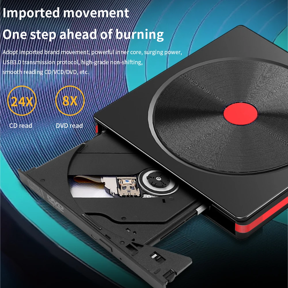 TISHRIC USB محرك أقراص DVD خارجي مشغل أقراص مضغوطة قارئ DVD-ROM CD-ROM USB3.0/USB2.0/Type C مشغل DVD خارجي للكمبيوتر المكتبي