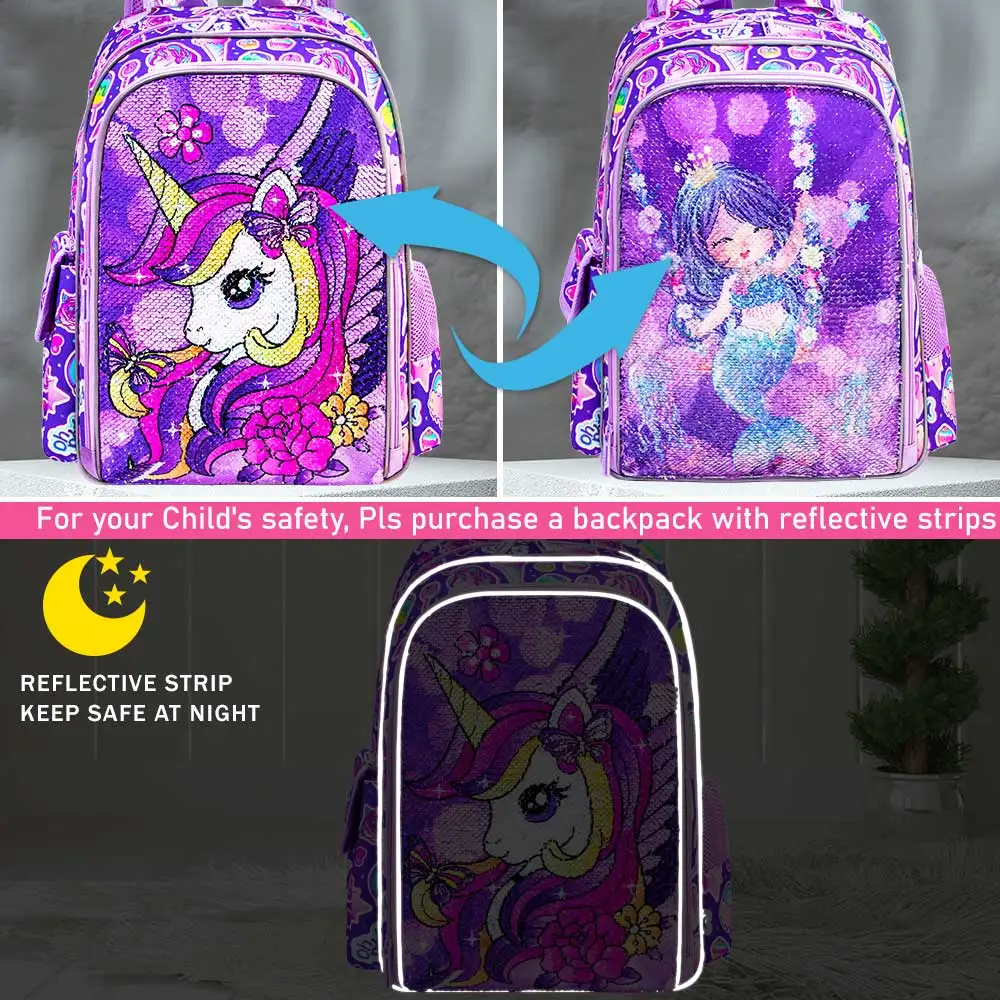 3PCS Unicorn Backpack for Girls, 16\