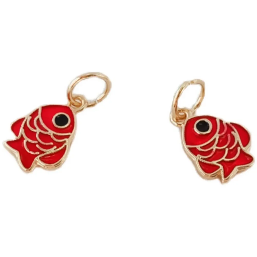 الملحقات: قلادة سمكة صغيرة حمراء مطلية بالذهب عيار 14 قيراط، سوار، قلادة، قلادة، إكسسوارات مجوهرات مصنوعة يدويًا #5