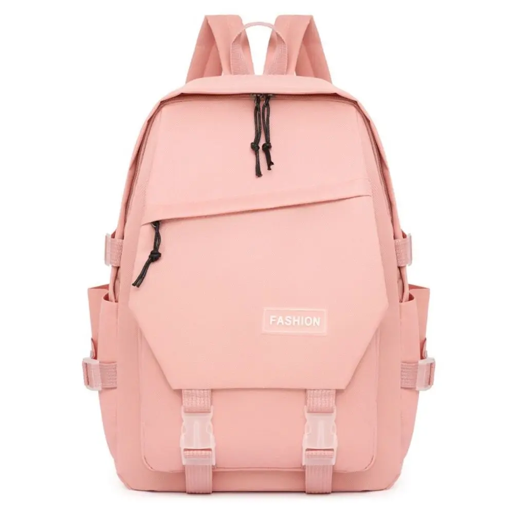 حقيبة مدرسية بسيطة من النايلون بلون سادة لتخفيف العبء على الظهر بسعة كبيرة وحقائب كتب مقاومة للماء للمكتب المدرسي #5