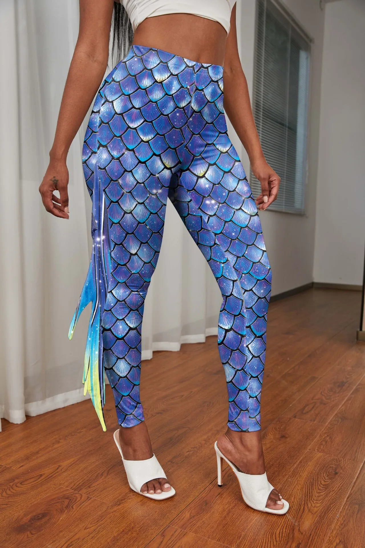 2024 Autumn New Hip Lifting Slimming Fish With Fishfin Digital Printing Small Leg Pants And Women's Leggings