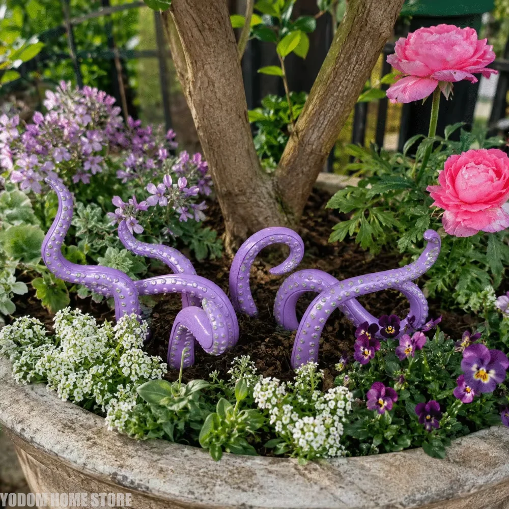 7Pcs Resin Tentacle Plant Pot Decor Funny Irregular Ornament Creative Garden Potted Plant Home Yard Decor