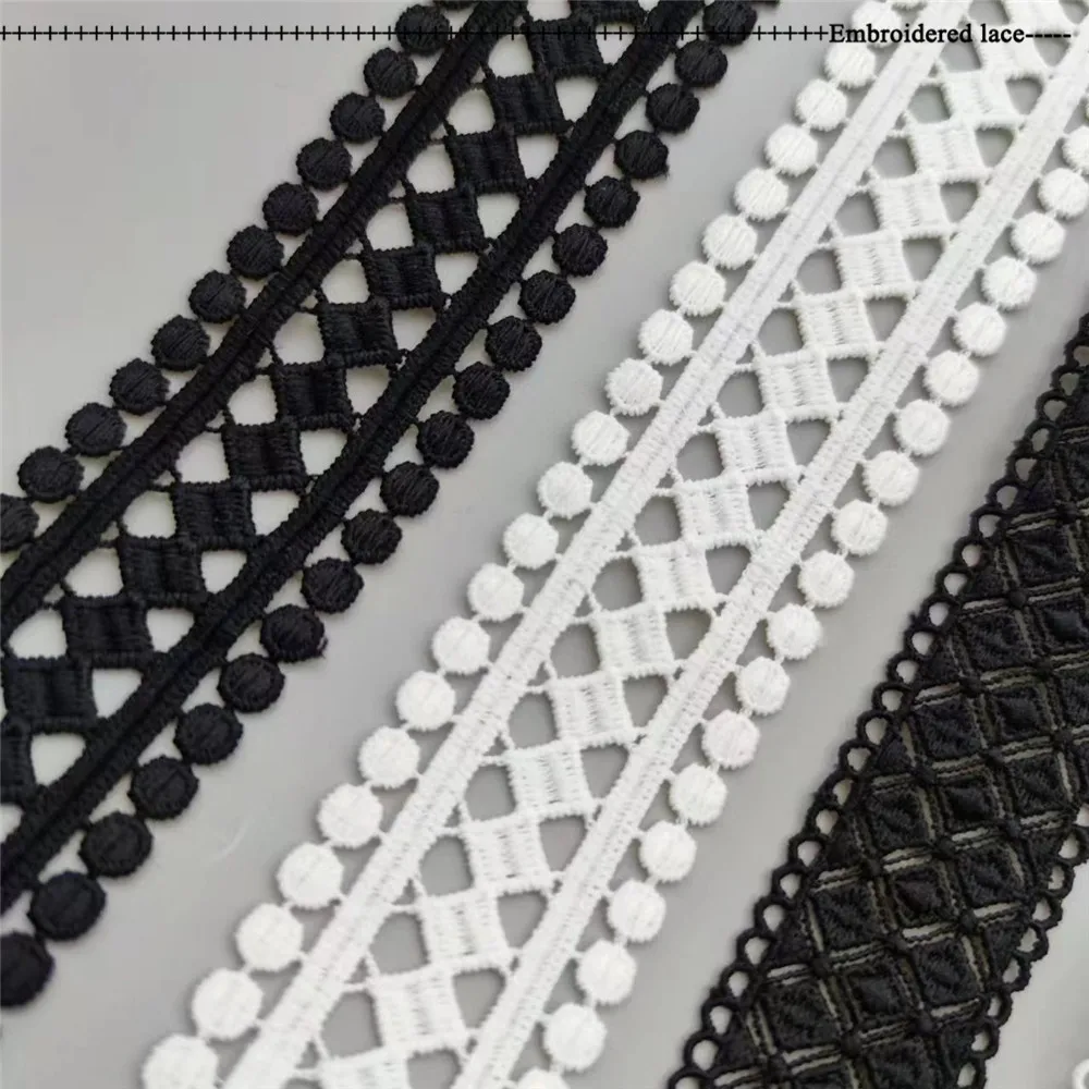 Nero bianco scava fuori il nastro di pizzo ricamato floreale abbigliamento fai da te tessuto per cucire nastro di pizzo vestito decorazione