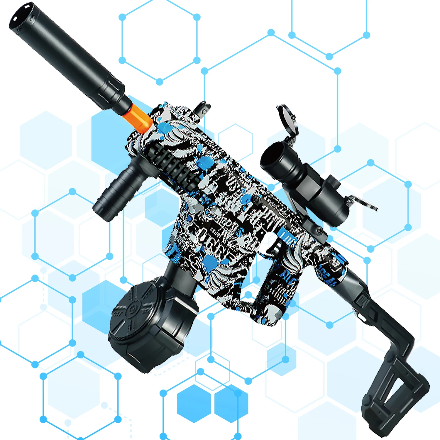 드럼 자동 듀얼 모드 장난감 총, 야외 활동 및 팀 게임, 휴일 선물에 적합 (총알 없음)