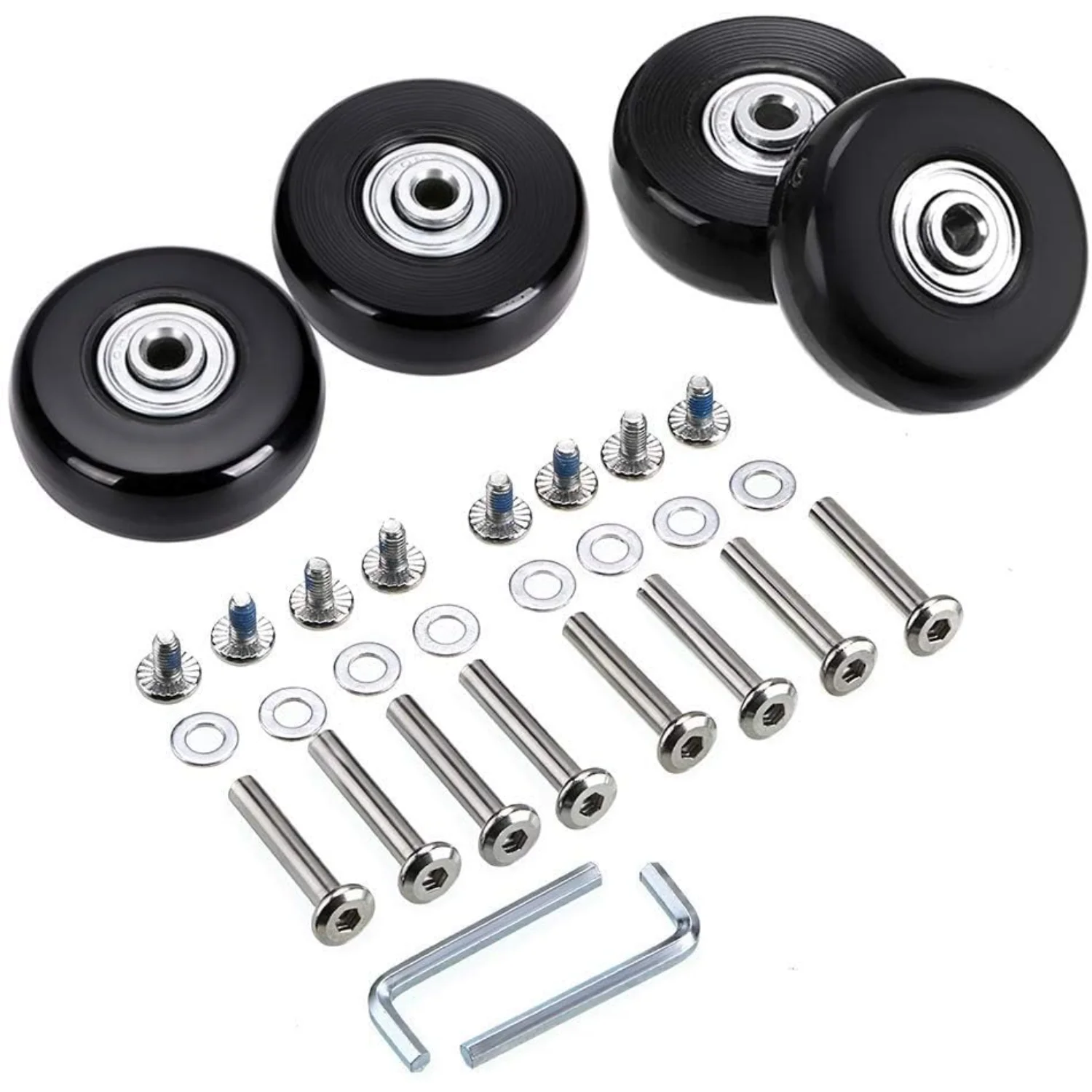 45mm x 18mm Luggage Suitcase  Wheels, Rubber Swivel Caster Wheels Bearings Repair Kits,  Set of 4