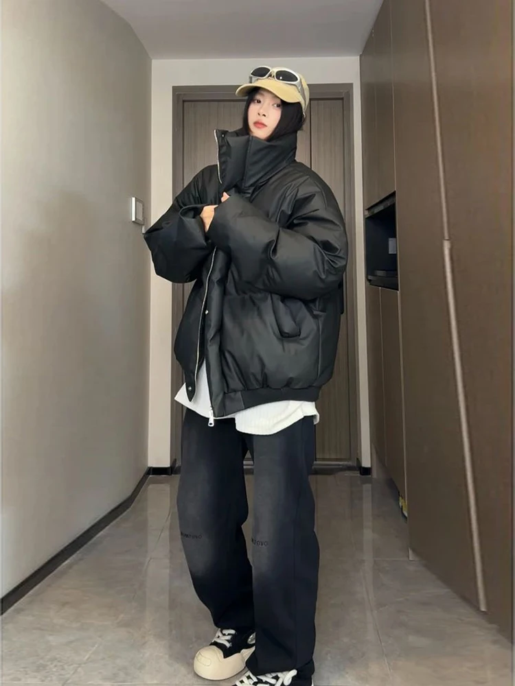 

Мужская зимняя куртка из искусственной кожи и хлопка, утепленная, повседневная, молодежная, модная