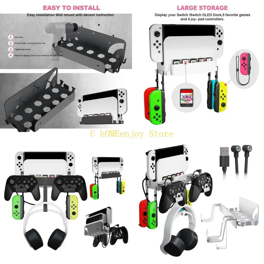 

B0KF для Switcholed Wall Hanging Game Console Console Stand Cracket Console Host Horese Storage