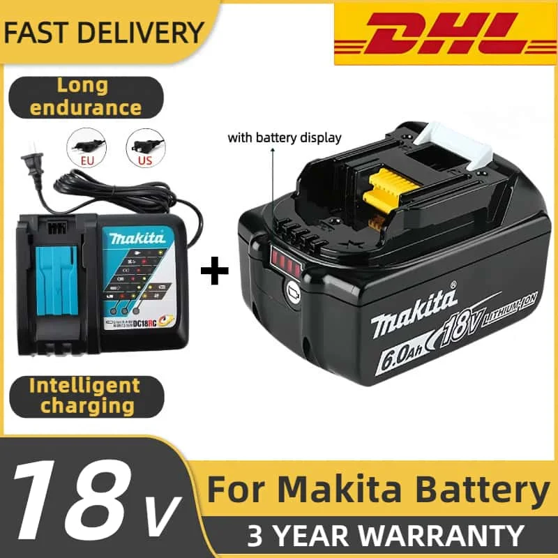 Baterai isi ulang Makita 18V 6.0Ah asli baru, untuk Makita BL1830 BL1830B BL1840 BL1840B BL1850 BL1850B baterai peralatan listrik