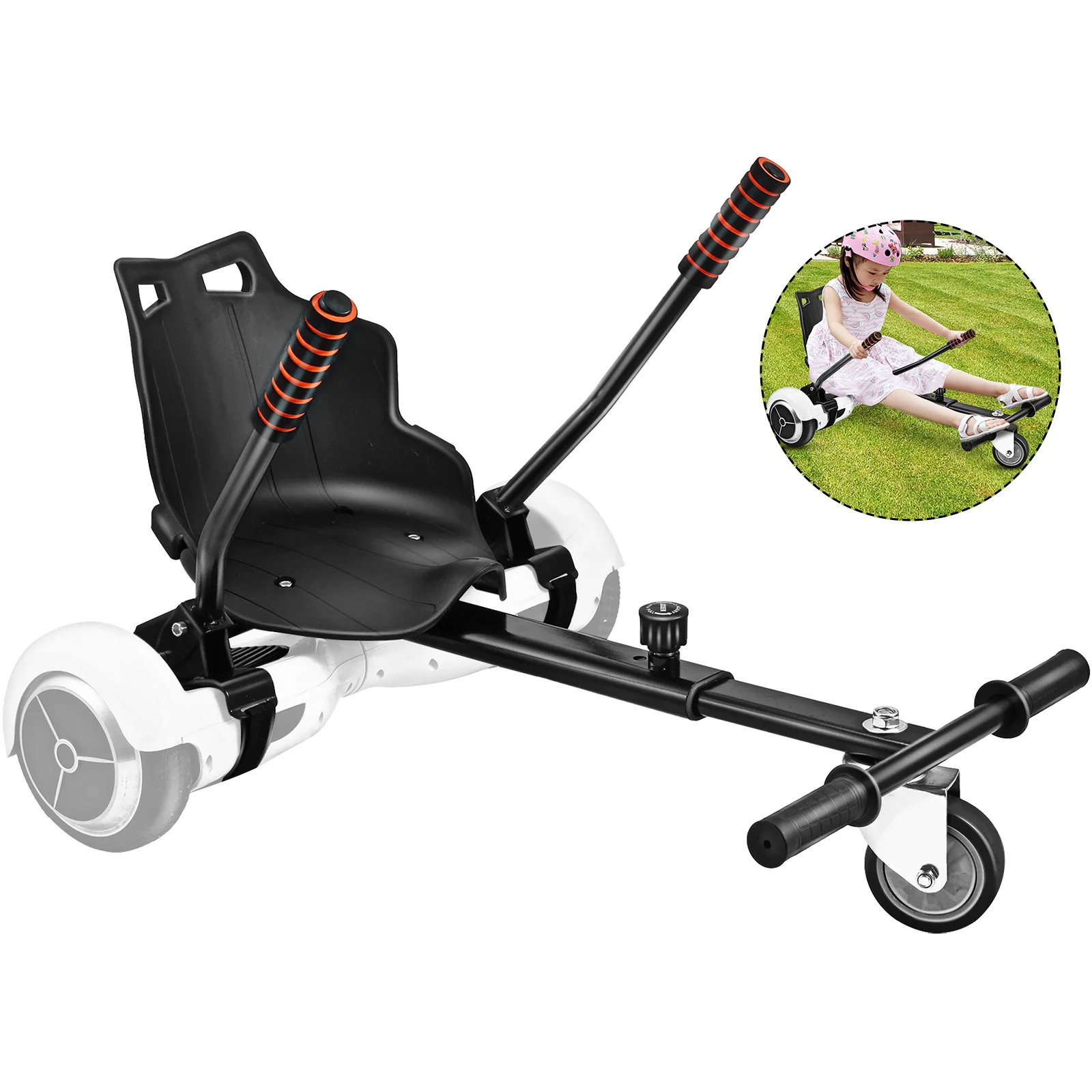 SucceBuy Attacco per sedile hoverboard 6,5" 8" 10" Attacco per hoverboard Go-Kart per bambini e adulti con lunghezza del telaio regolabile
