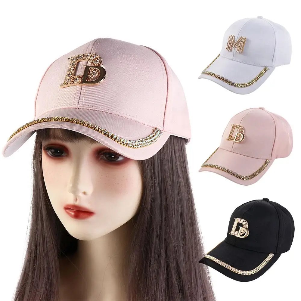 

Hat Apparel Accessories Letter D Letter M Women Baseball Cap Adjustable Peaked Cap Korean Style Sun Visor Bling Rhinestones