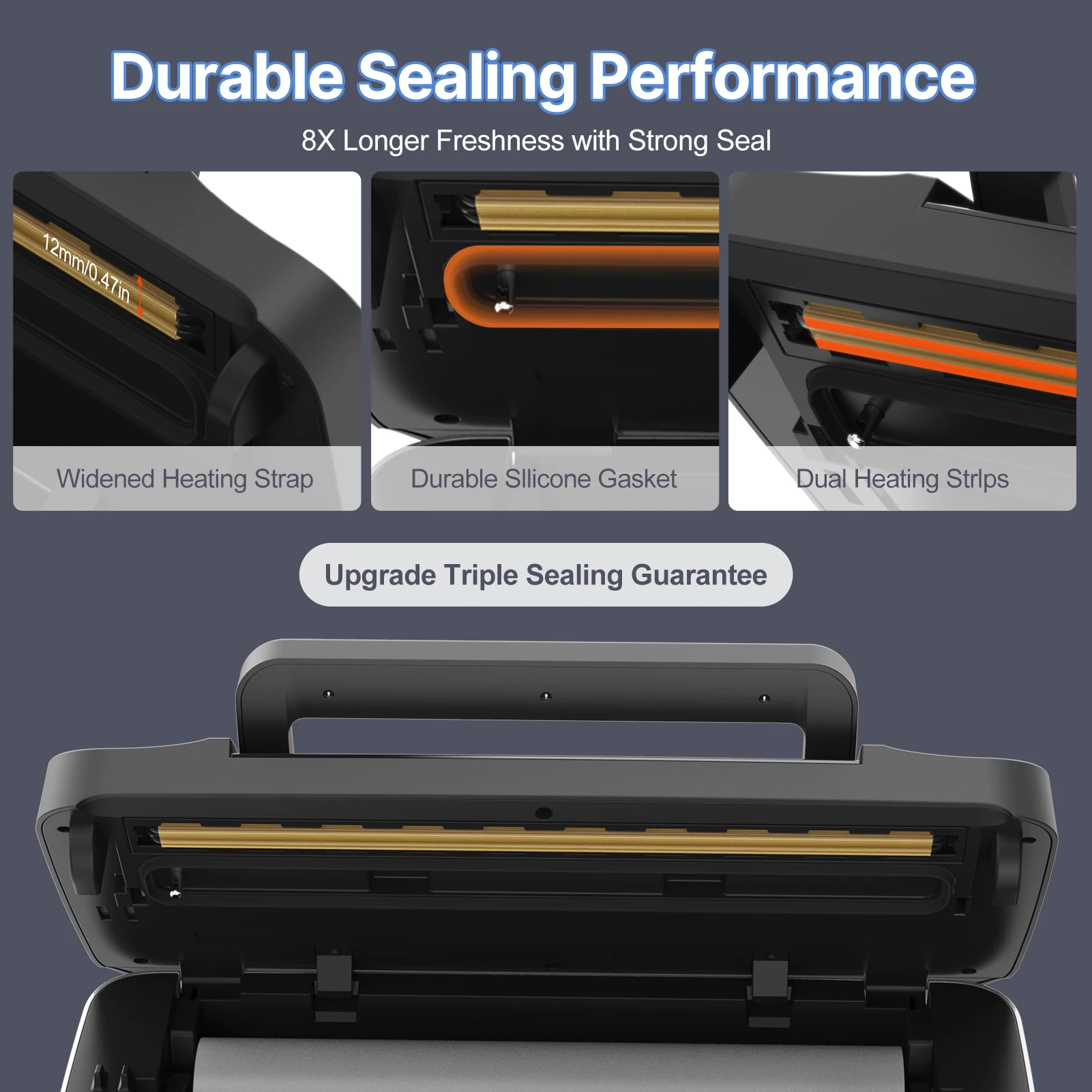 ماكينة سد الفراغات للطعام مع ضخ جاف/رطب/ختم لجميع تخزين المواد الغذائية بقوة شفط 85 كيلو باسكال سدادة أكياس الطعام مدمجة