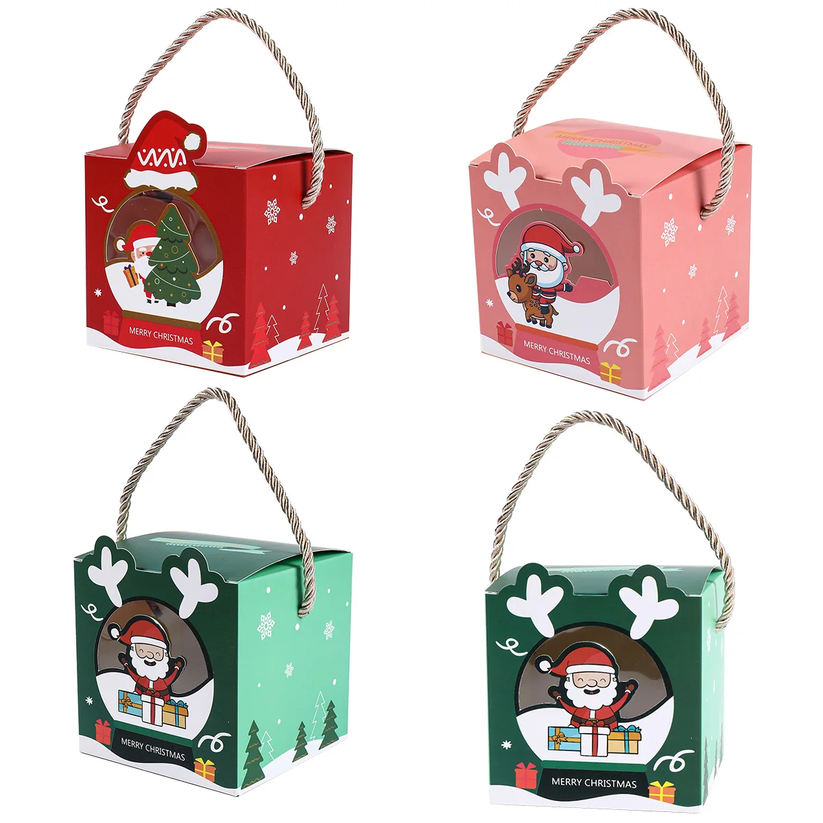 Kraft Paper Portable Christmas Gift Box 2023 Christmas Decoration for Home Santa Claus Cristmas Cookie Candy Box Navidad Notal