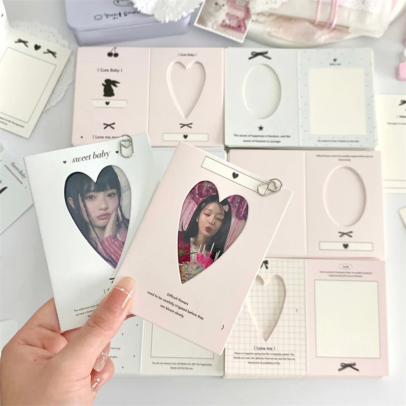 10 teile/paket hohl fenster falten zurück karte kpop 3 zoll fotocard halter diy kleine karte dekoratives verpackungs material