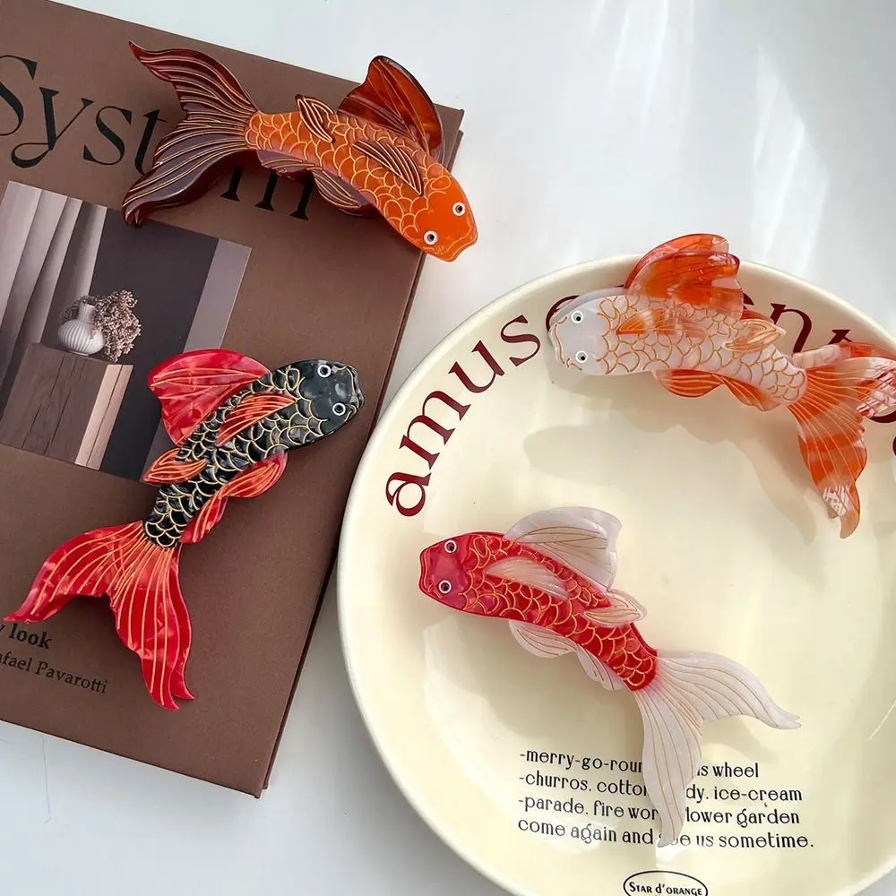 

Hairpin Ocean Koi Hair Clip Geometry Large Acetic Acid Hair Claw Hair Accessories Korean Style Headwear Fish Grab Clip Vacation