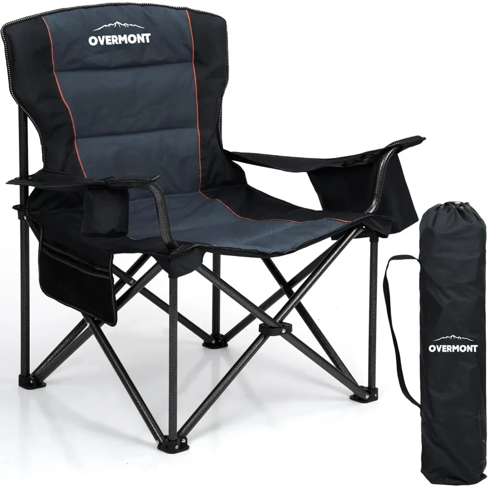 

Oversized Folding Camping Chair - 450lbs Support with Padded Cushion Cooler Pockets - Heavy Duty Collapsible Chairs