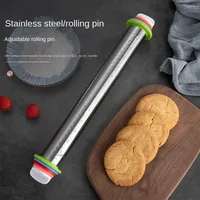 High Quality Adjustable Food Grade Stainless Steel Dough Roller Rolling Pin For Baking