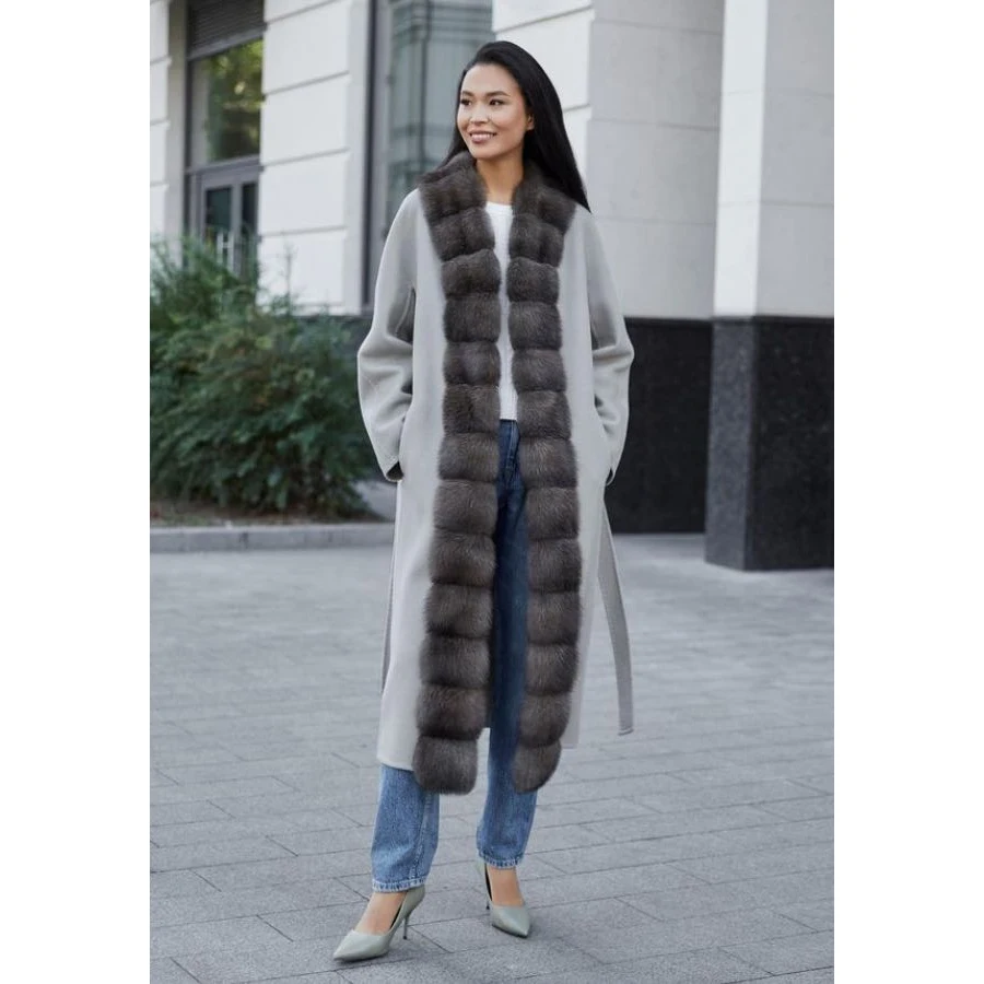 Fox Fur Collar Jackets Cashmere Wool Coat Real Cashmere Coats 2024 Winter Warm Wool Fur Jacket Women