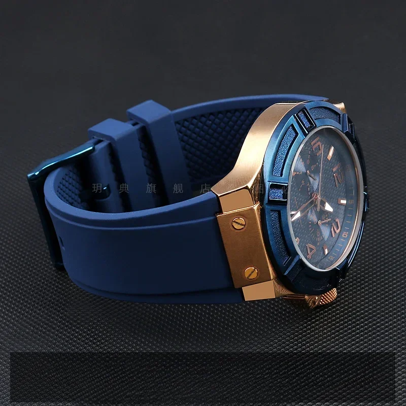 Sweatproof Breathable Silicone Watchbands for Guess Watch W0247G3 W0040G3 W0040G7 Series Convex Interface Strap 22mm