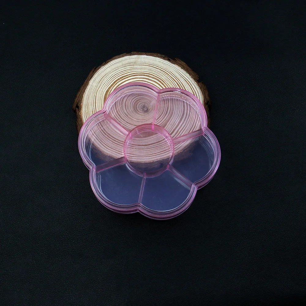 

High-quality Plastic Jewelry Packaging Boxes 7 Grids Petal Shape Pink Transparent Storage Supplies For Storage Ring Bead Earring